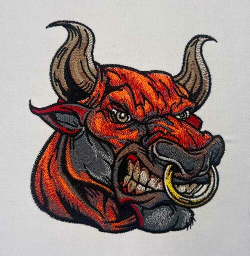 bull mascot embroidery design