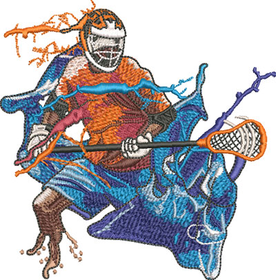 lacrosse player embroidery design