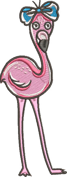 summer girl flamingo embroidery design