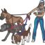 female dog walker embroidery design