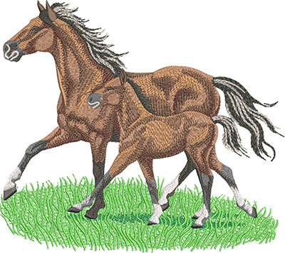 horses embroidery design