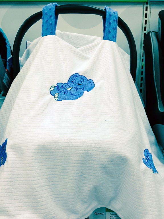 How to Embroider a Custom Baby Car Seat Cover with Tutorial