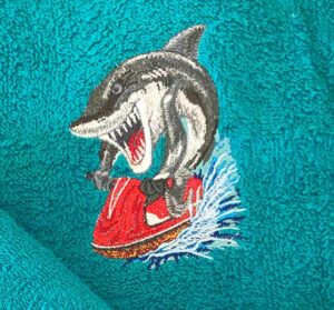 jetski shark embroidery design