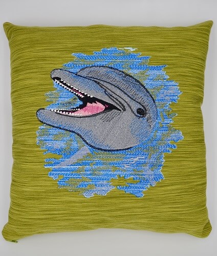 Dolphin embroidery design pillow