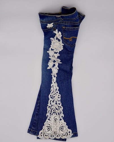 embroidered lace jeans
