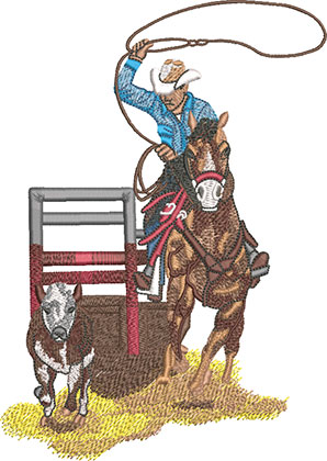 calf roping embroidery design