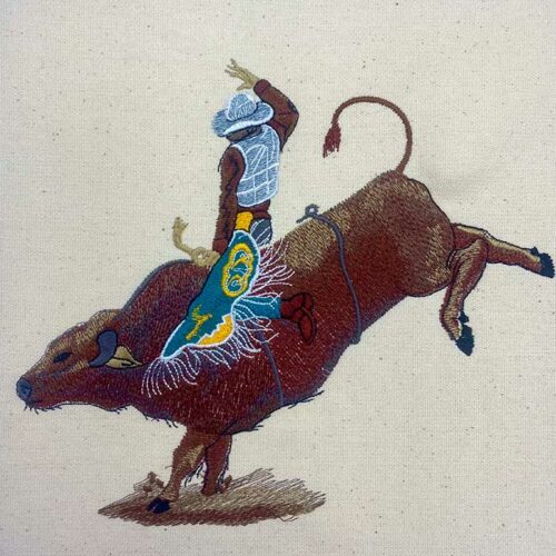 bull rider embroidery design