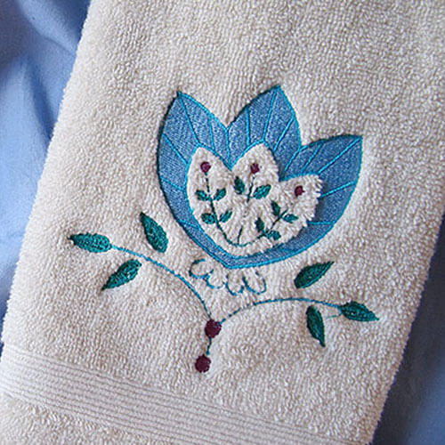 summer floral embroidered towel
