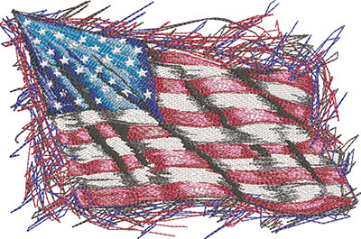 Embroidery Design Scribble American Flag 3 Sizes