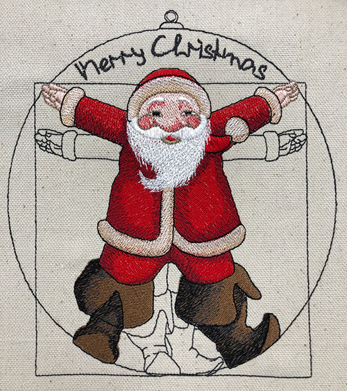 Santa Vitruviano Embroidery Design