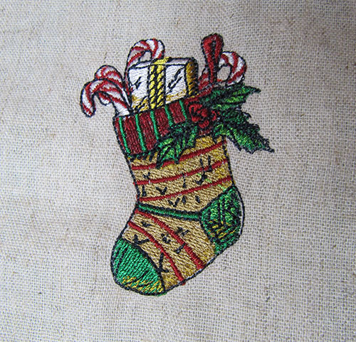 Vintage Christmas Stocking Embroidery Design