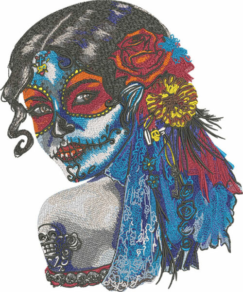 sugar girl face embroidery design