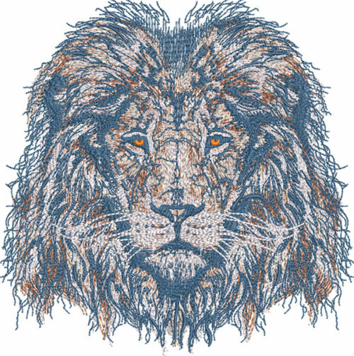 majestic lion embroidery design