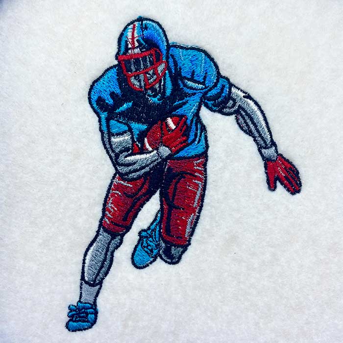 football player embroidery design