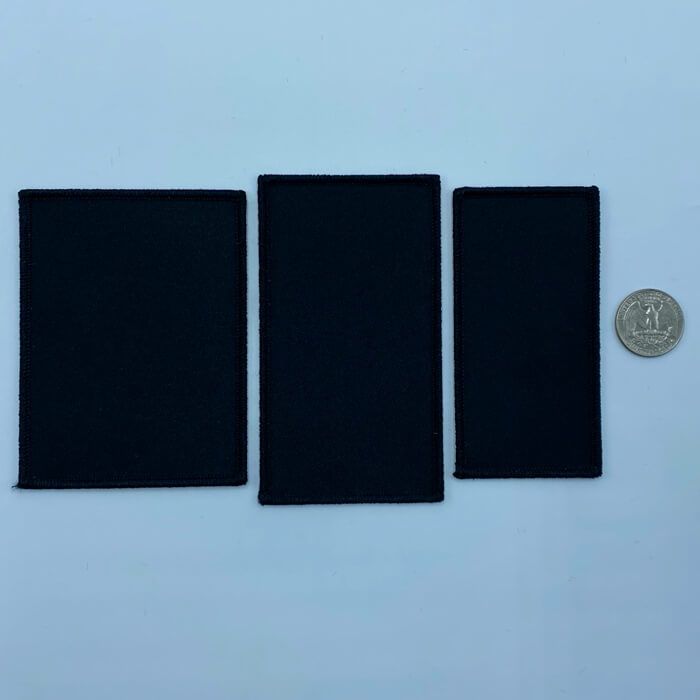 Rectangle black embroidery patches in 3 sizes