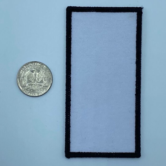 Rectangle black and white 3.5 inch embroidery patch