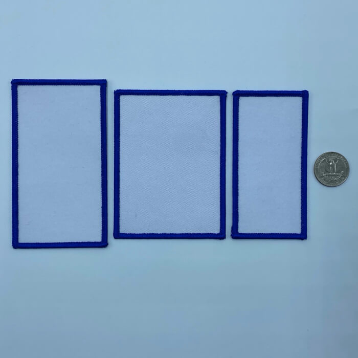 Rectangle blue embroidery patches in 3 sizes