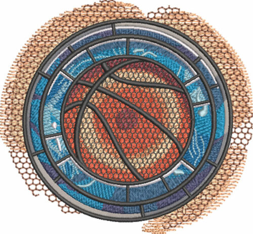 basketball sport medallion embroidery design