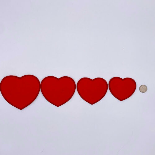 4 sizes of heart shaped embroidery patch designs