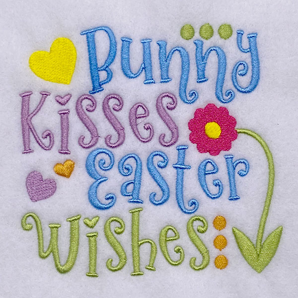 Bunny Kisses Easter Wishes embroidery design