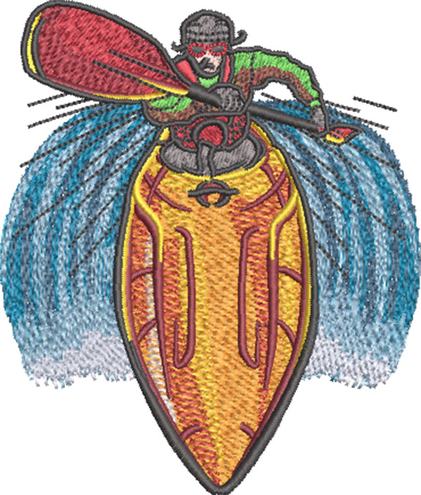 kayaking rapids embroidery design