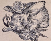 spring rabbit embroidery design