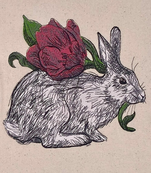 spring rabbit embroidery design