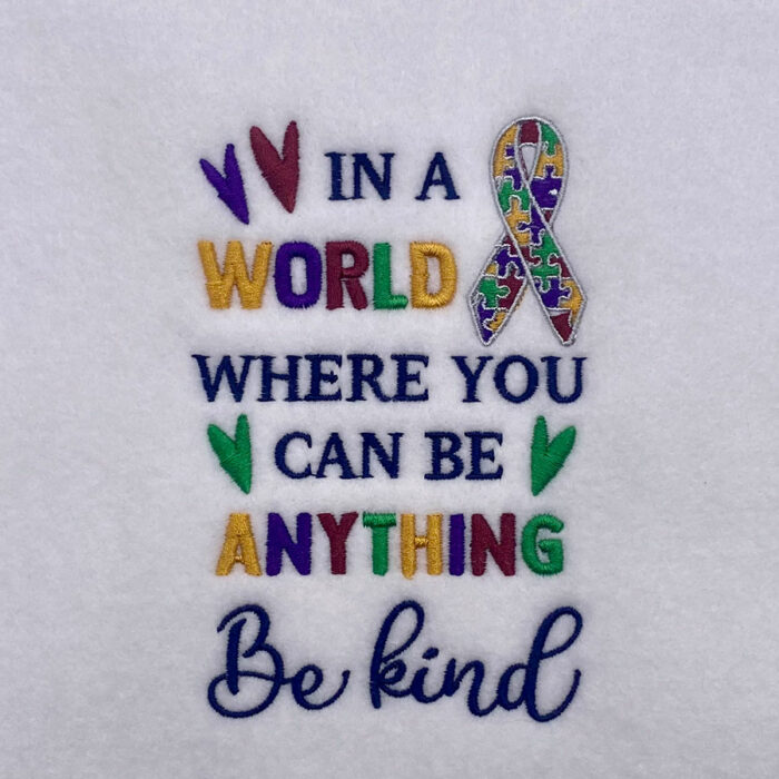 autism be kind embroidery design