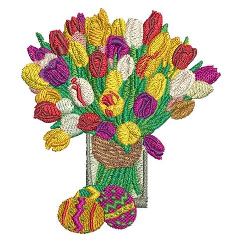 flowers and eggs embroidery design