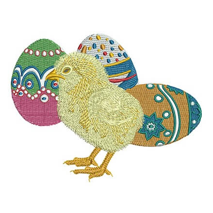 chick and eggs embroidery design
