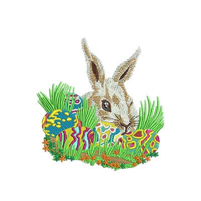 bunny with easter eggs embroidery design