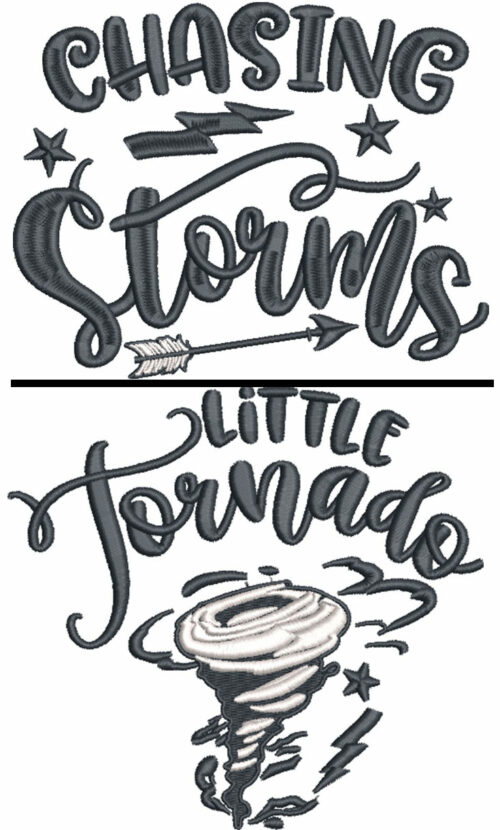 chasing storms embroidery design