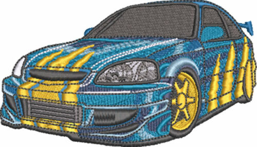 ripped sports car embroidery design