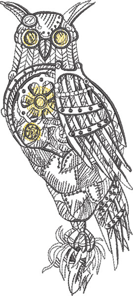 steampunk owl embroidery design