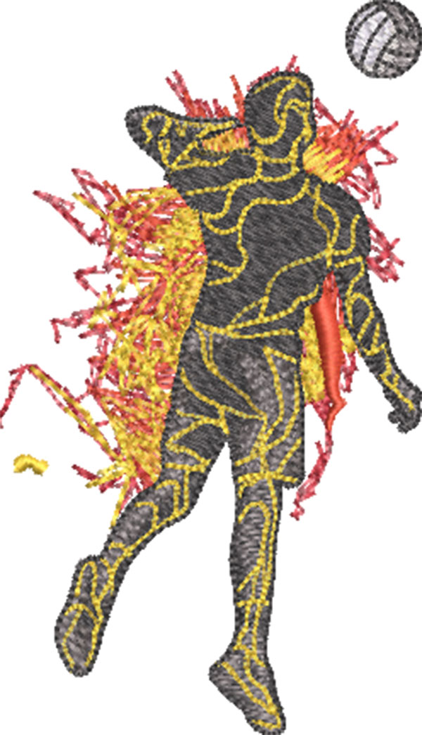 lava volleyball player embroidery design