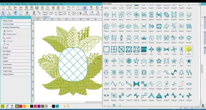 Linda lesson pineapple design in Hatch software