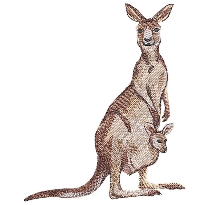 Outback Kangaroo with Baby embroidery design