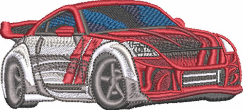 striped sports car embroidery design