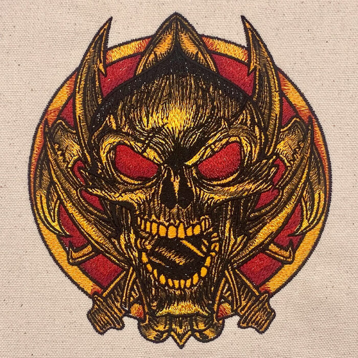 skull and knives embroidery design