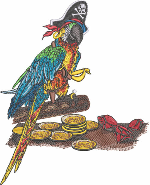 pirate parrot embroidery design