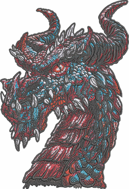 horned dragon embroidery design