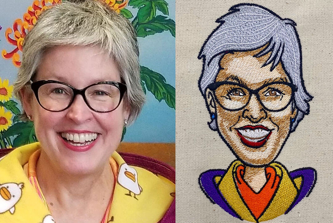 Rhonda Pierce Embroidery Portrait Caricastitch