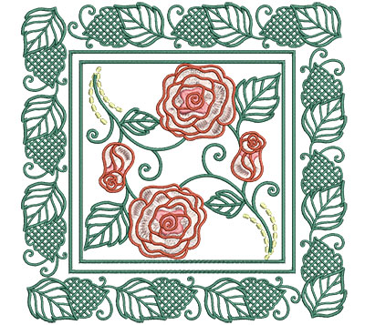 rose block frame embroidery design