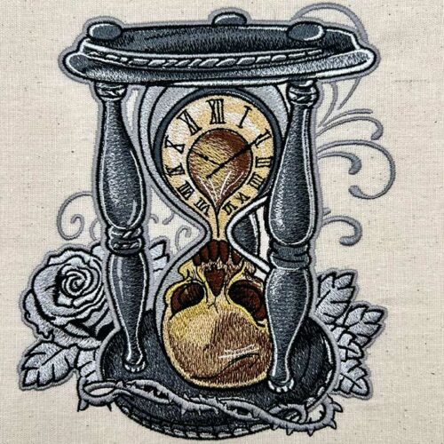 skull hourglass embroidery design