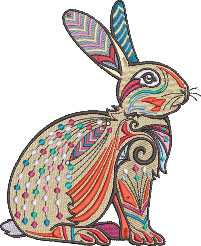 graphic rabbit embroidery design