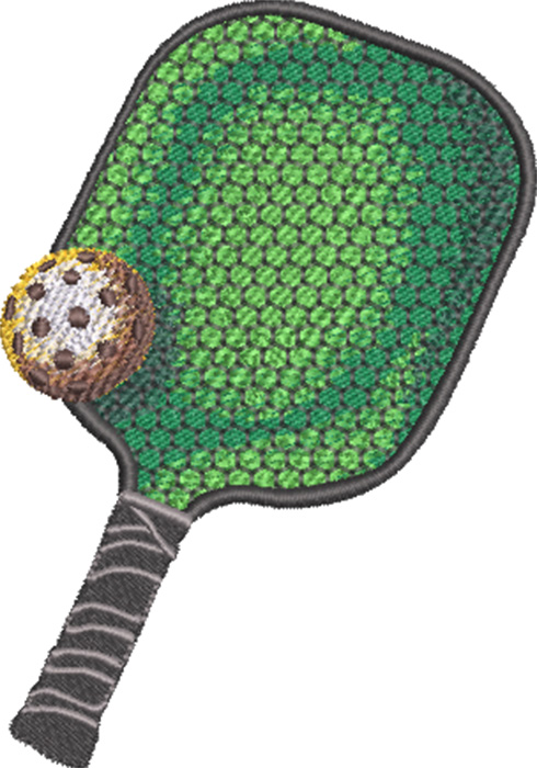 pickleball paddle and ball embroidery design