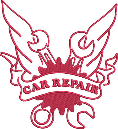 mechanic car repair embroidery design