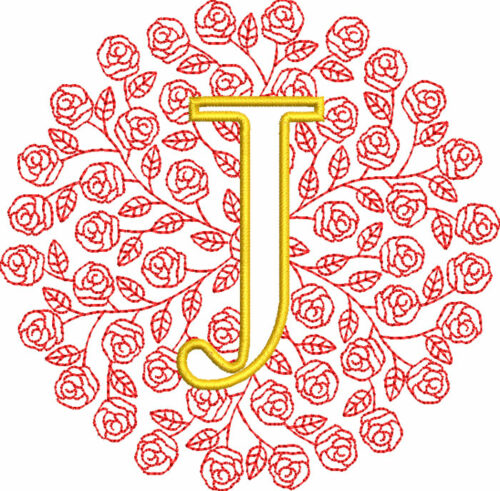 rose monogram embroidery design