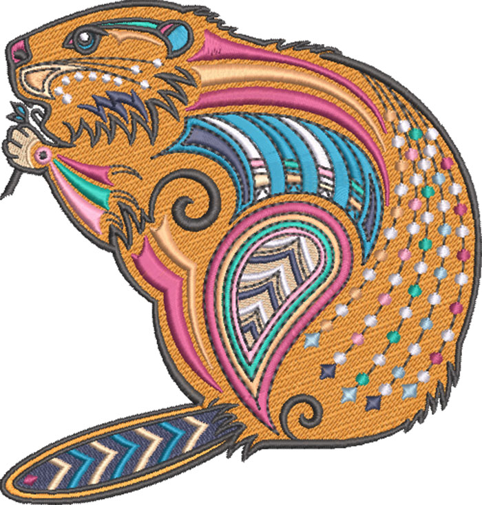 graphic beaver embroidery design