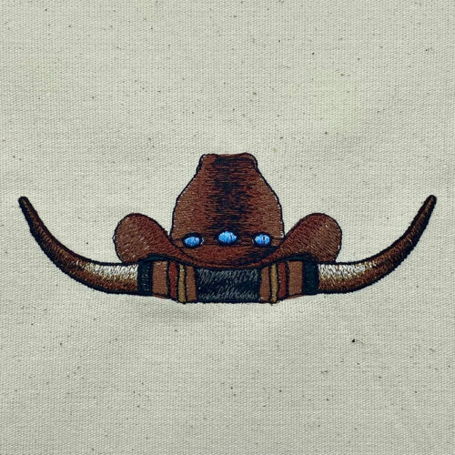 cowboy hat and horns embroidery design